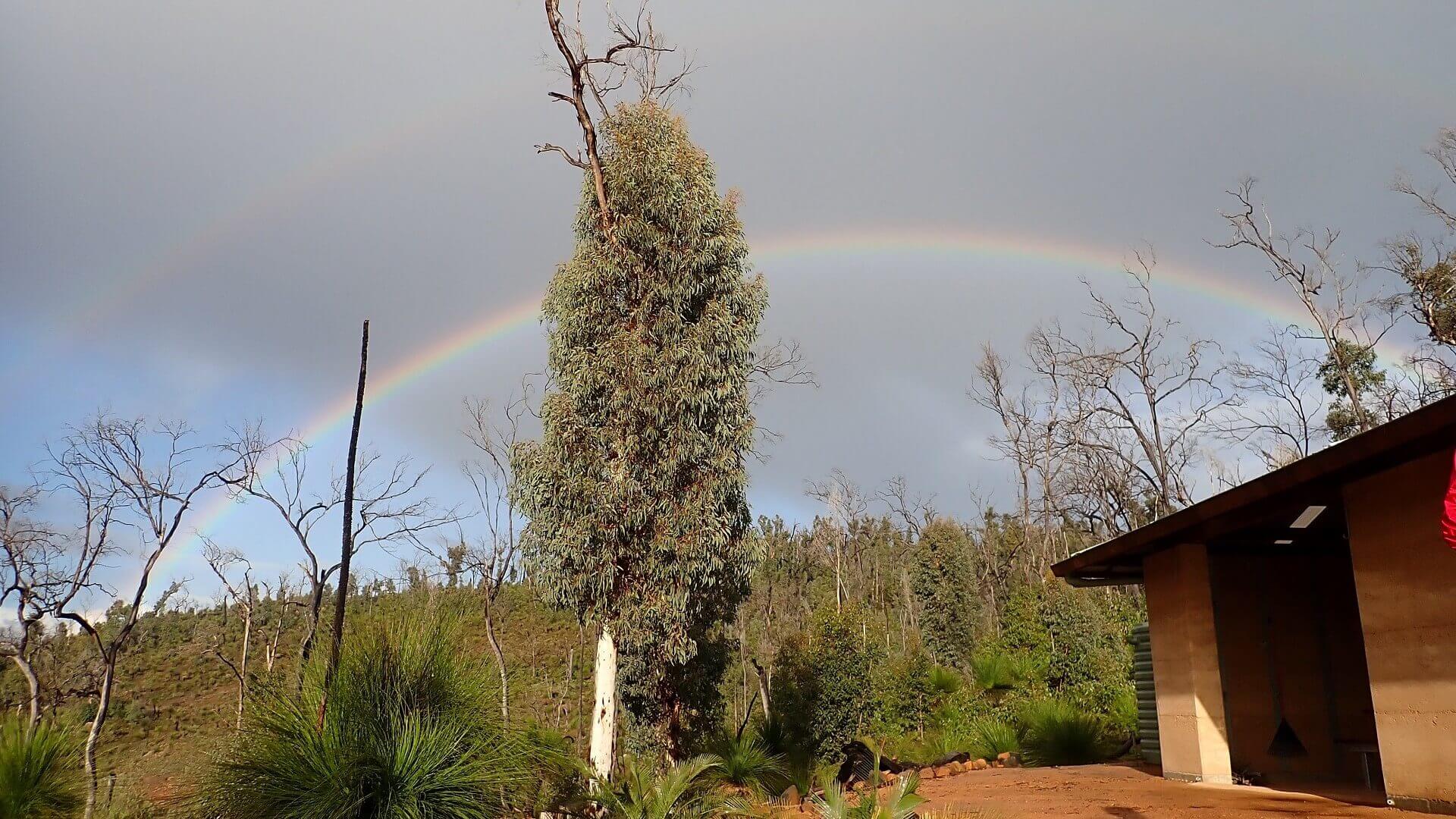 Rainbow at Helena Hut on the Darling Scarp Bibbulmun Track